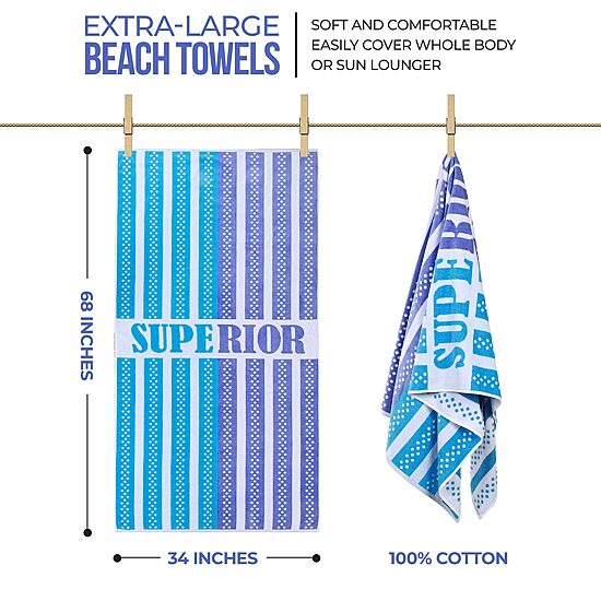 SUPERIOR® Striped Cotton Oversized Quick Dry Beach Towel - JCPenney