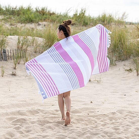 SUPERIOR® Mira Striped Cotton Quick Dry Beach Towel