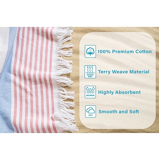 SUPERIOR® Mira Striped Cotton Quick Dry Beach Towel