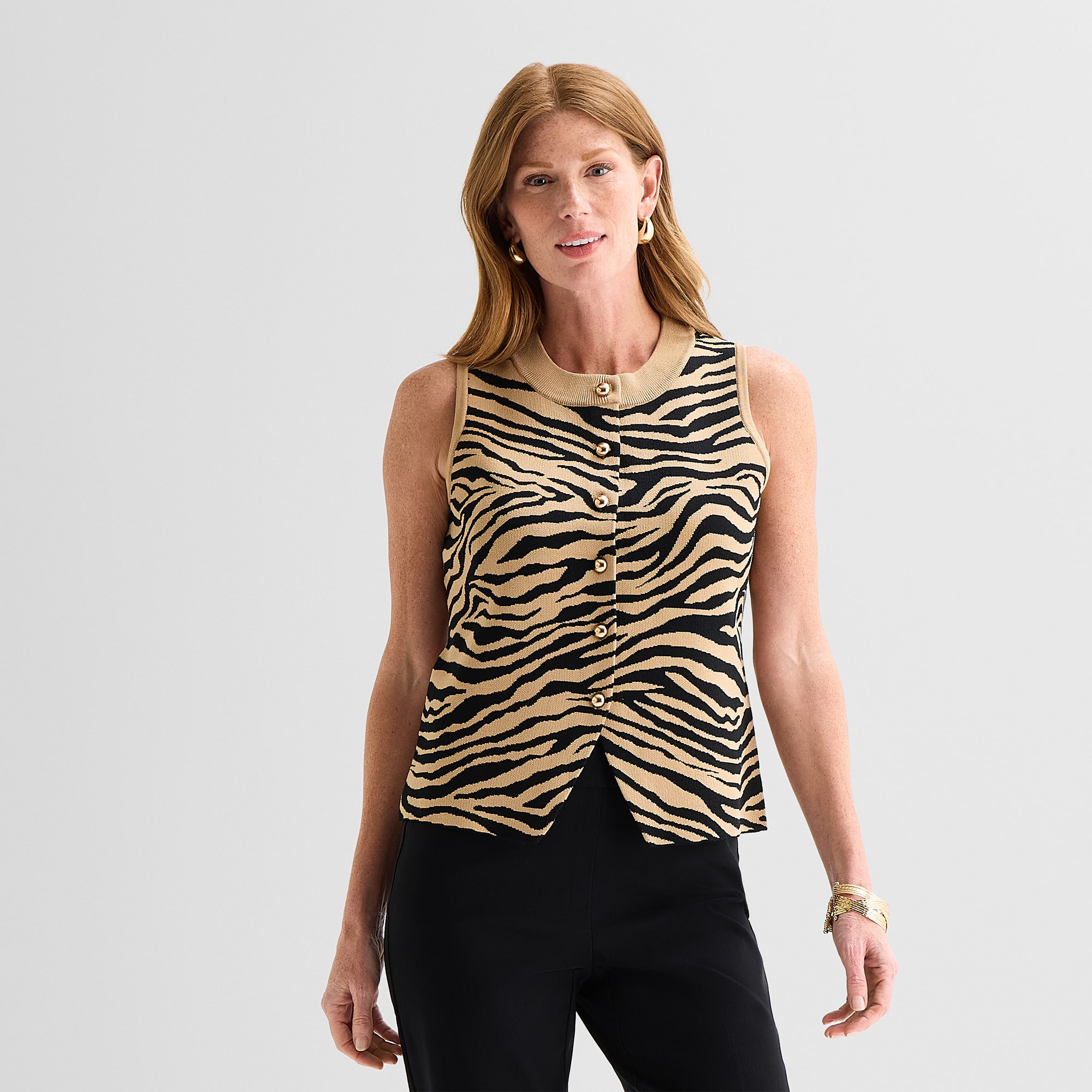 Liz Claiborne Womens Crew Neck Button Sweater Vest