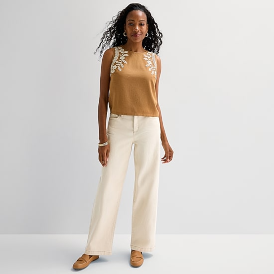 St. John's Bay Womens Crew Neck Sleeveless Blouse
