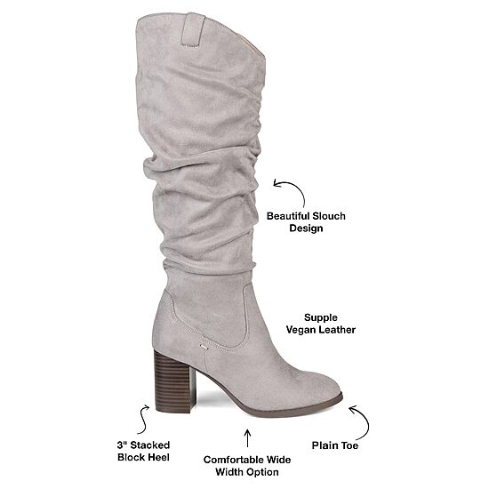 Journee Collection Womens Aneil Extra Wide Calf Stacked Heel Over the Knee Boots