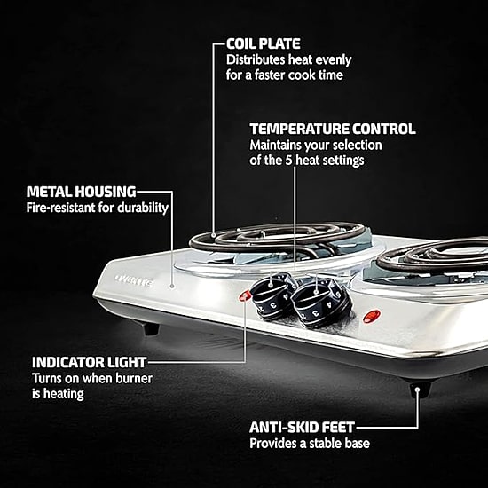 Ovente Double Coil Electric Burner