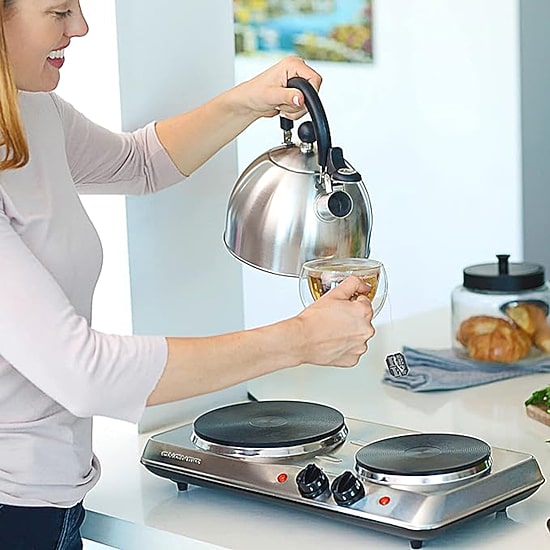 Ovente Cast Iron Double Electric Burner