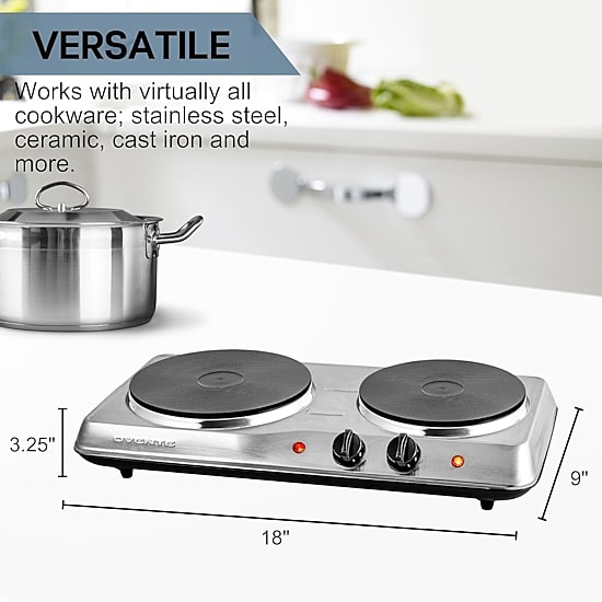 Ovente Cast Iron Double Electric Burner