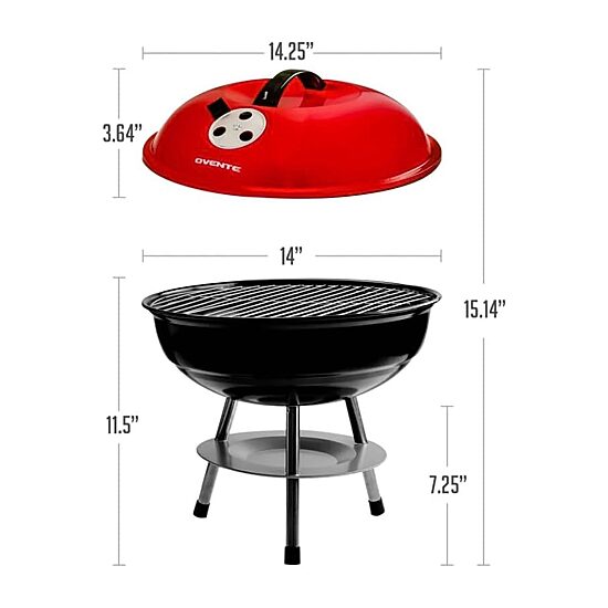 Ovente 14 In Bbq Charcoal Electric Grill