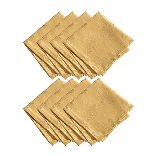 Threadmade Elegant Woven Leaves Set 8-pc. Napkins, One Size, Yellow