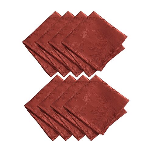 Threadmade Elegant Woven Leaves Set 8-pc. Napkins In Red
