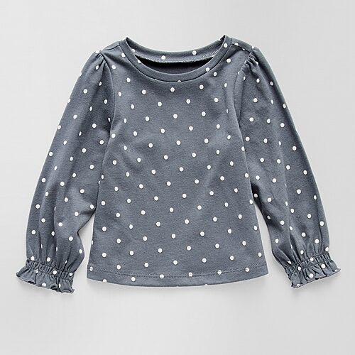 Okie Dokie Baby Girls Round Neck Long Sleeve Regular Fit Graphic T-Shirt, 3 Months, Gray