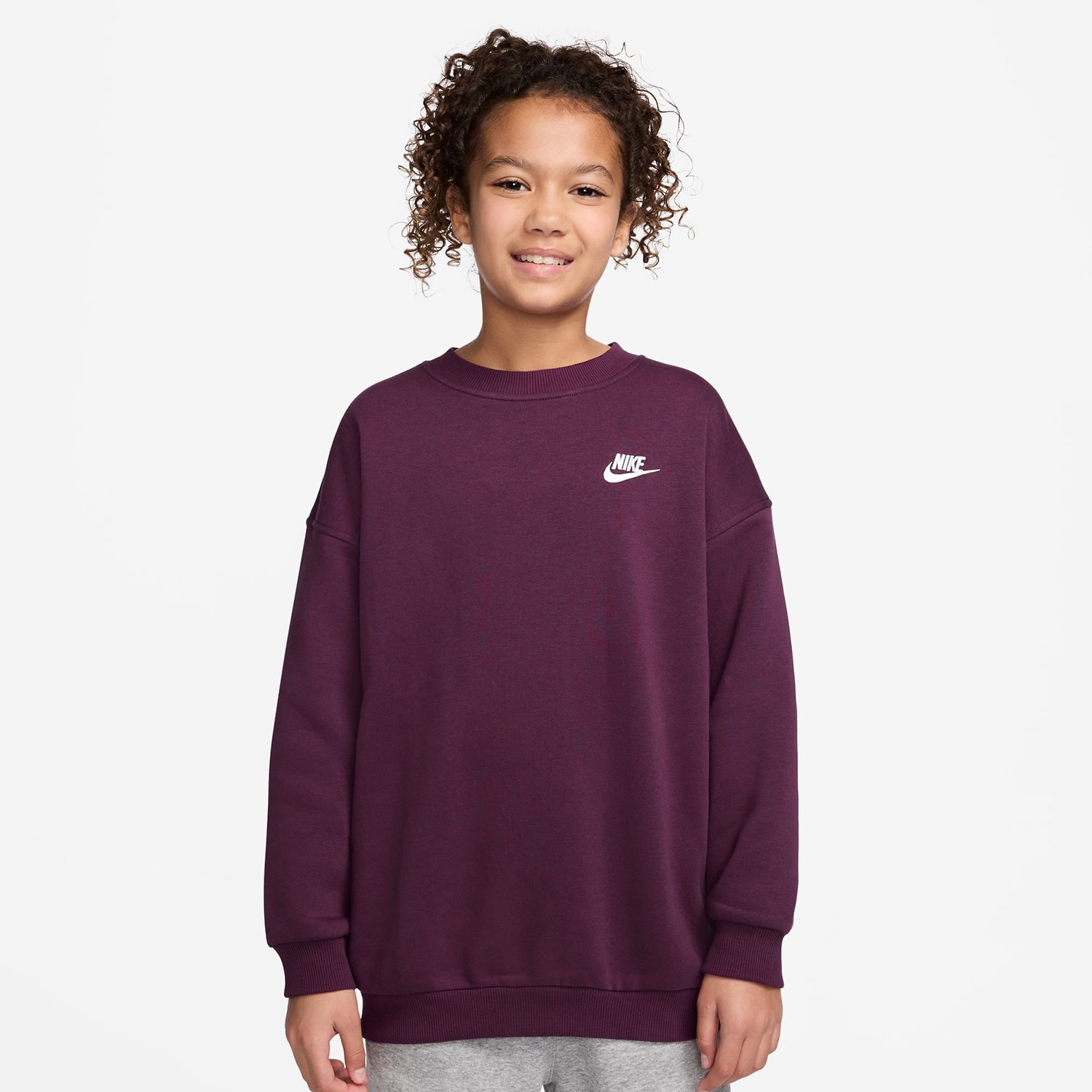 Nike Club Big Kid Girls Crew Neck Fleece Long Sleeve Sweatshirt