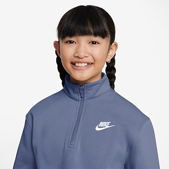 Nike Club Big Kid Girls Mock Neck Long Sleeve Fleece Active Quarter-Zip Pullover