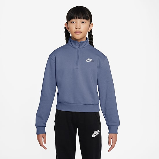 Nike Club Big Kid Girls Mock Neck Long Sleeve Fleece Active Quarter-Zip Pullover