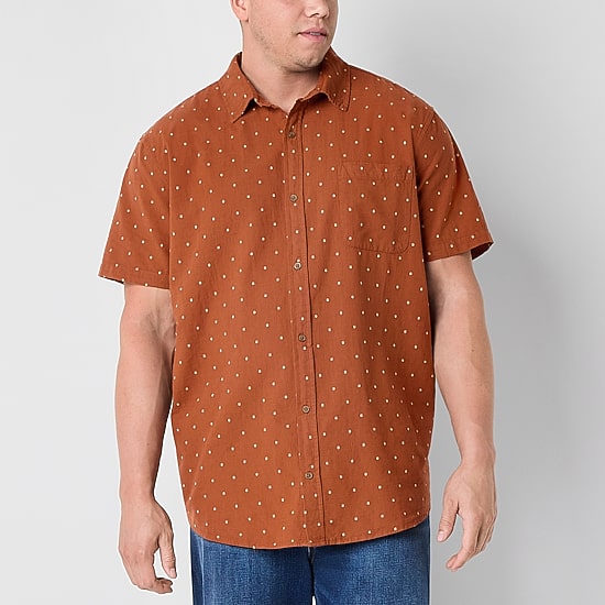 mutual weave Mens Short Sleeve Regular Fit Big and Tall Button-Down Shirt