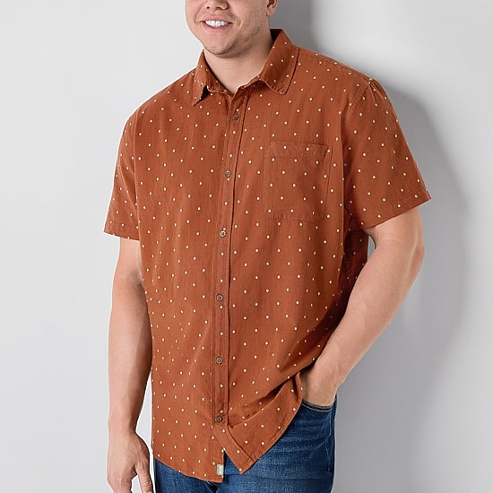 mutual weave Mens Short Sleeve Regular Fit Big and Tall Button-Down Shirt