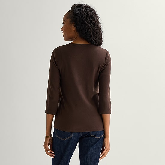 St. John's Bay Womens V Neck 3/4 Sleeve T-Shirt