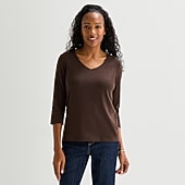 St. John's Bay Womens V Neck 3/4 Sleeve T-Shirt