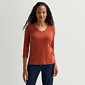 St. John's Bay Womens V Neck 3/4 Sleeve T-Shirt