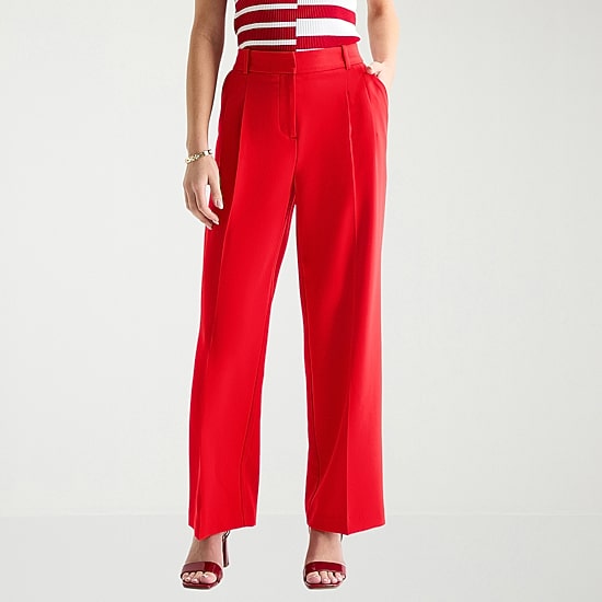 Liz Claiborne Charlotte Womens Tall Wide Leg Mid Rise Trouser