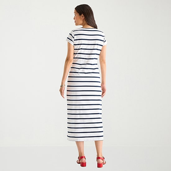 Liz Claiborne Womens Tall Midi Crew Neck Short Sleeve Sheath Dress