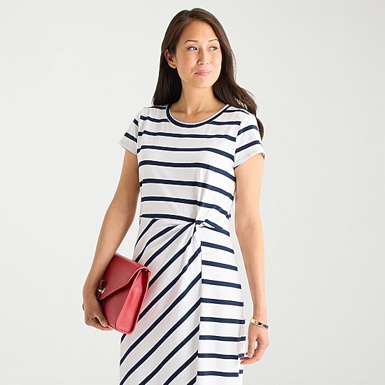 Liz Claiborne Womens Tall Midi Crew Neck Short Sleeve Sheath Dress