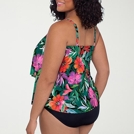Trimshaper Womens Floral Plus Tankini Swimsuit Top