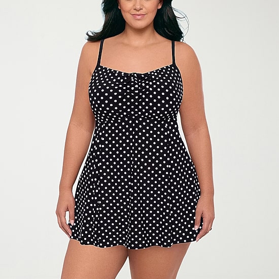 Sonnet Shores Womens Dots Plus Swim Dress