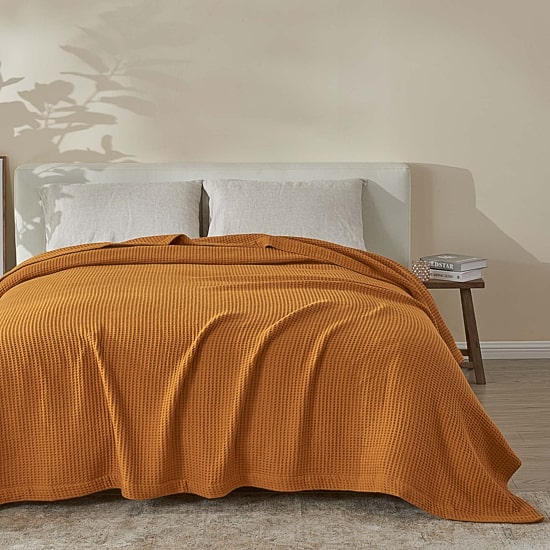 Patina Vie Maison Cotton Waffle Weave Washable Reversible Hypoallergenic Lightweight Throw