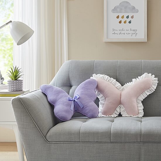 INK+IVY Kids Purple Butterfly Throw Pillow