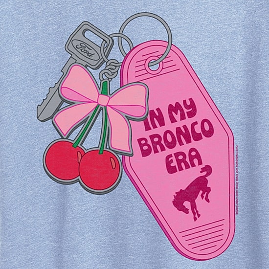 Ford In My Bronco Era Keychains Womens Crew Neck Short Sleeve Classic Fit Graphic T-Shirt