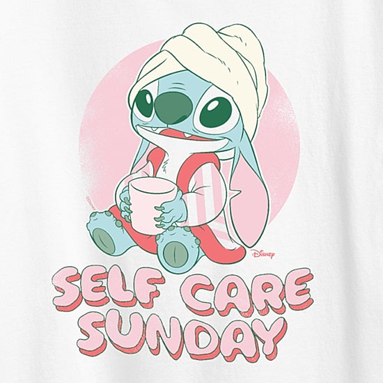 Stitch Self Care Womens Crew Neck Short Sleeve Classic Fit Graphic T-Shirt