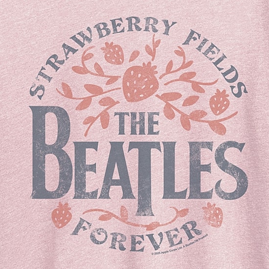 Strawberry Fields Womens Crew Neck Short Sleeve Classic Fit The Beatles Graphic T-Shirt