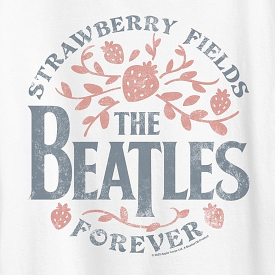 Strawberry Fields Womens Crew Neck Short Sleeve Classic Fit The Beatles Graphic T-Shirt