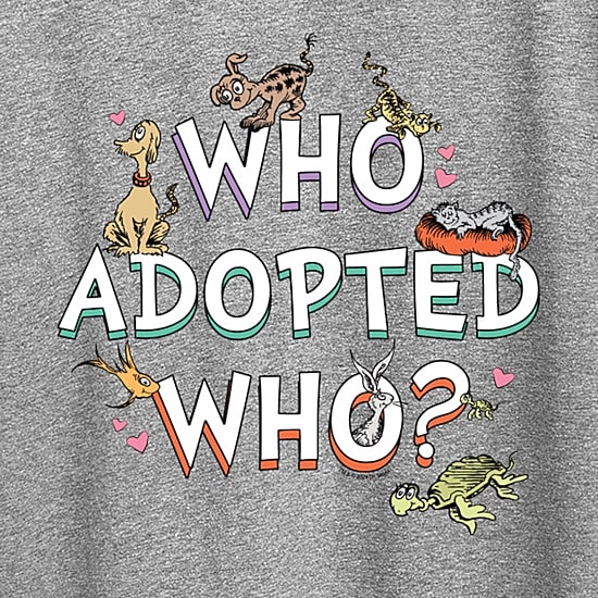 Who Adopted Who Womens Crew Neck Short Sleeve Classic Fit Dr. Seuss Graphic T-Shirt