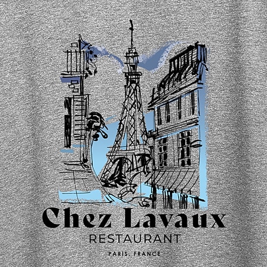 Emily In Paris Chez Lavaux Womens Crew Neck Short Sleeve Classic Fit Graphic T-Shirt
