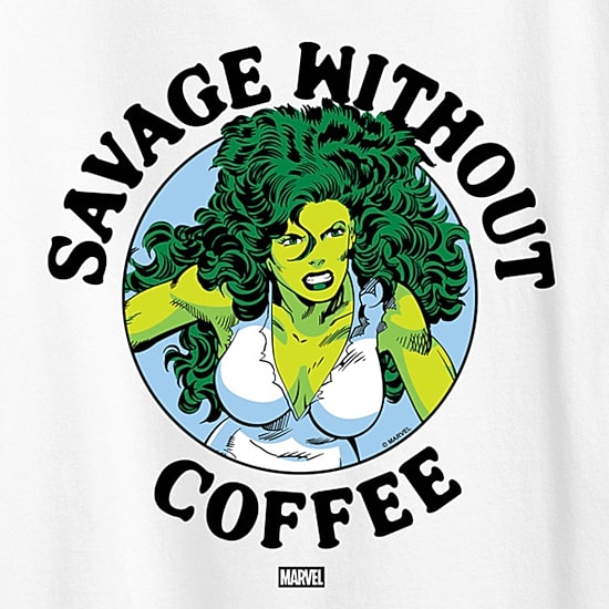 Savage Without Coffee Womens Crew Neck Short Sleeve Classic Fit Marvel Graphic T-Shirt
