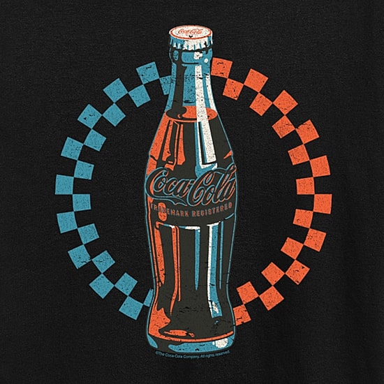 Coke Bottle Checks Womens Crew Neck Short Sleeve Classic Fit Graphic T-Shirt