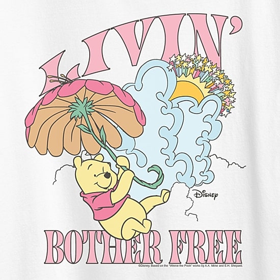 Livin Bother Free Womens Crew Neck Short Sleeve Classic Fit Winnie The Pooh Graphic T-Shirt