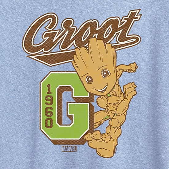 Groot Collegiate Womens Crew Neck Short Sleeve Classic Fit Groot Graphic T-Shirt