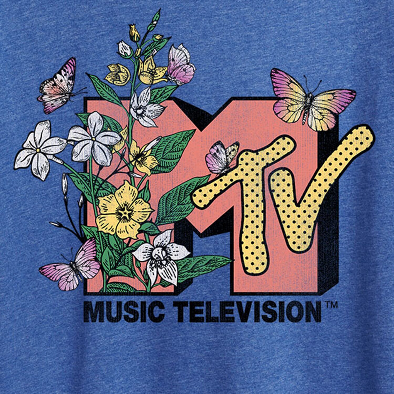 Botanical Womens Crew Neck Short Sleeve Classic Fit MTV Graphic T-Shirt
