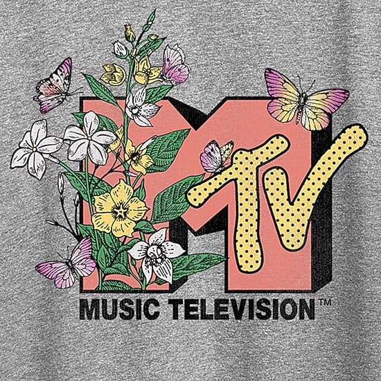 Botanical Womens Crew Neck Short Sleeve Classic Fit MTV Graphic T-Shirt