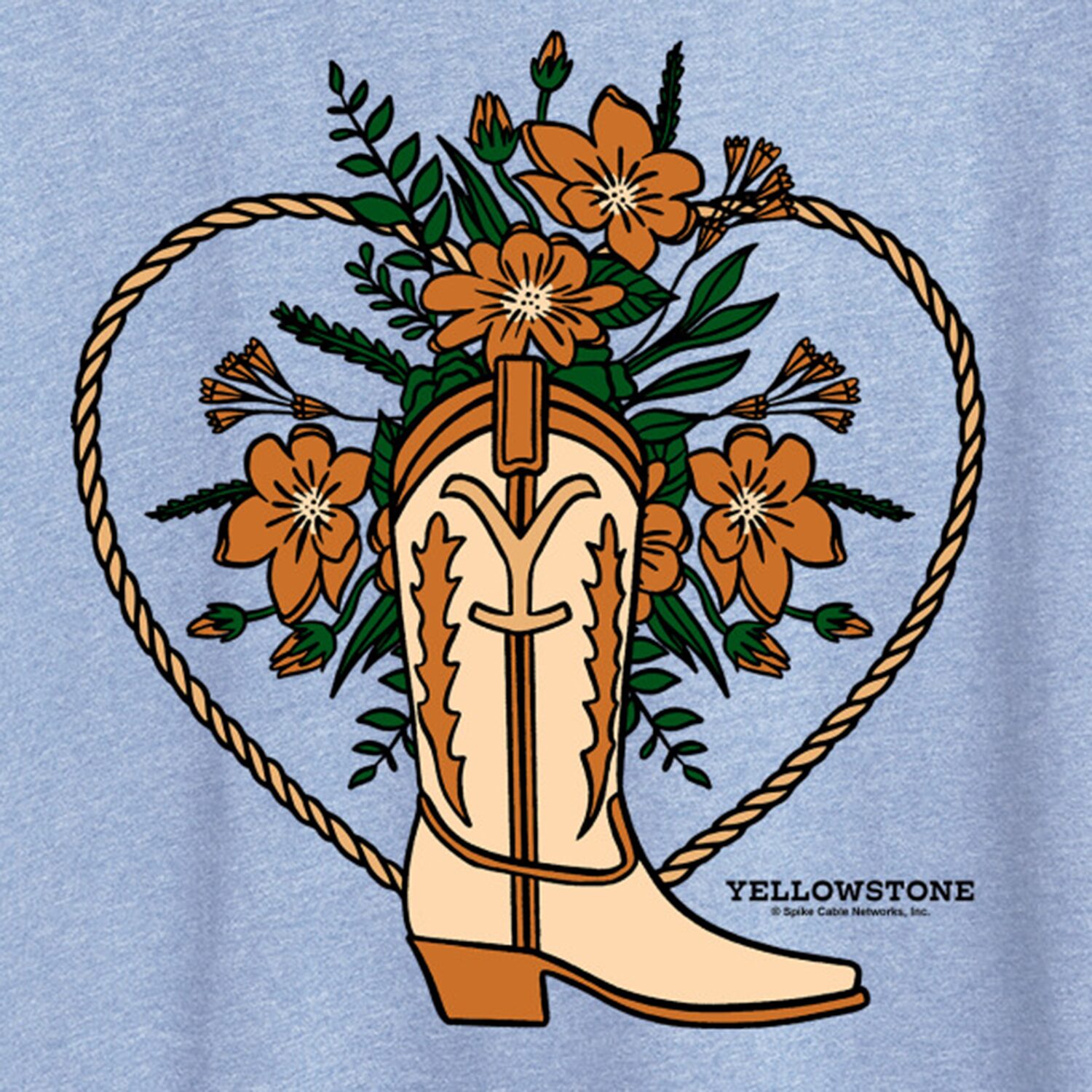 Boot Flower Womens Crew Neck Short Sleeve Classic Fit Yellowstone Graphic T-Shirt