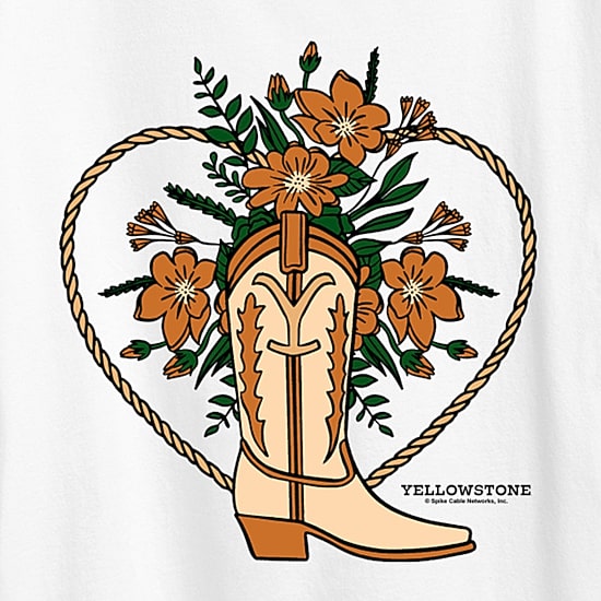 Boot Flower Womens Crew Neck Short Sleeve Classic Fit Yellowstone Graphic T-Shirt