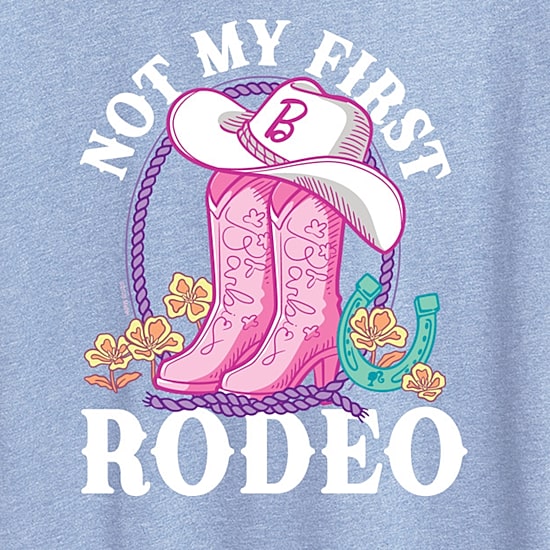 Not My First Rodeo Womens Crew Neck Short Sleeve Classic Fit Barbie Graphic T-Shirt