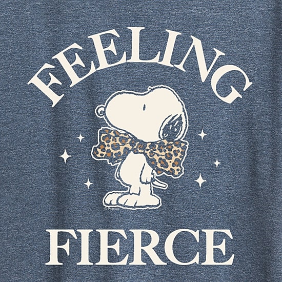 Feeling Fierce Womens Crew Neck Short Sleeve Classic Fit Snoopy Graphic T-Shirt