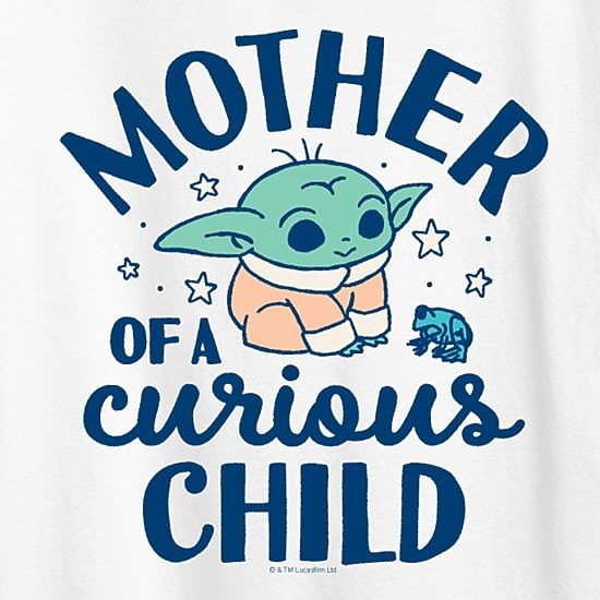 Mother Of A Curious Child Womens Crew Neck Short Sleeve Classic Fit Baby Yoda Graphic T-Shirt