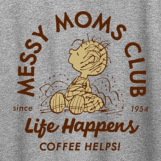 Messy Moms Club Womens Crew Neck Short Sleeve Classic Fit Peanuts Graphic T-Shirt