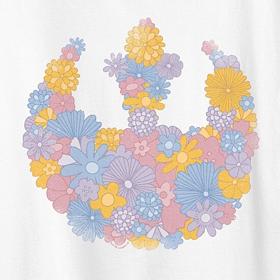 Rebel Flower Logo Tonal Washed Womens Crew Neck Short Sleeve Classic Fit Star Wars Graphic T-Shirt