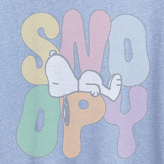 Sleepy Snoopy Tonal Washed Womens Crew Neck Short Sleeve Classic Fit Snoopy Graphic T-Shirt