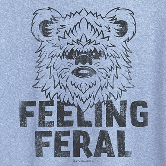 Feeling Feral Ewok Womens Crew Neck Short Sleeve Classic Fit Star Wars Graphic T-Shirt