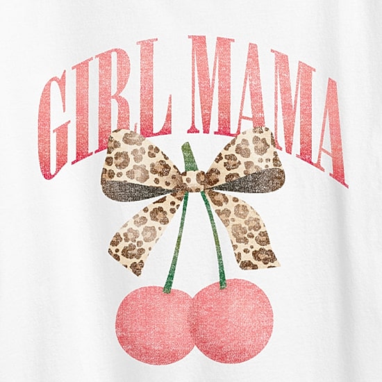 Girl Mama Cherries Womens Crew Neck Short Sleeve Classic Fit Graphic T-Shirt